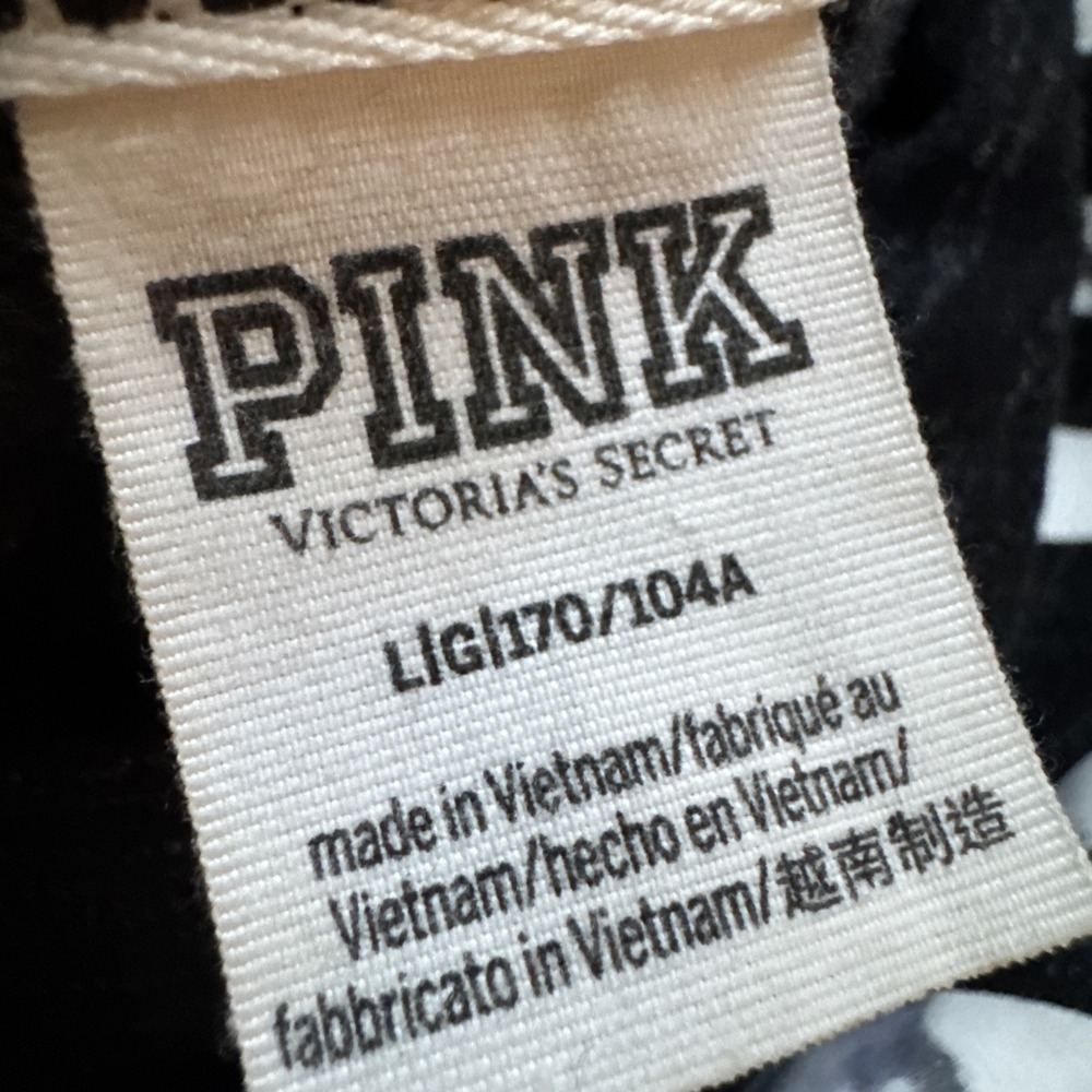 Victoria's Secret Pink Logo Campus Crew Sweatshirt Black Marl Marble Womens L - Picture 10 of 11